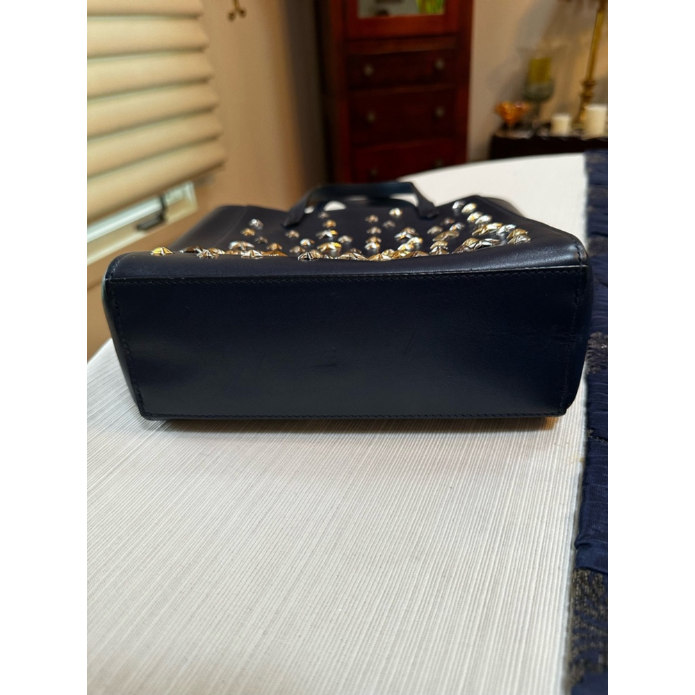 Jimmy Choo Navy Blue Leather Tote Bag Small Navy Blue with Crossbody Strap - Picture 7 of 12